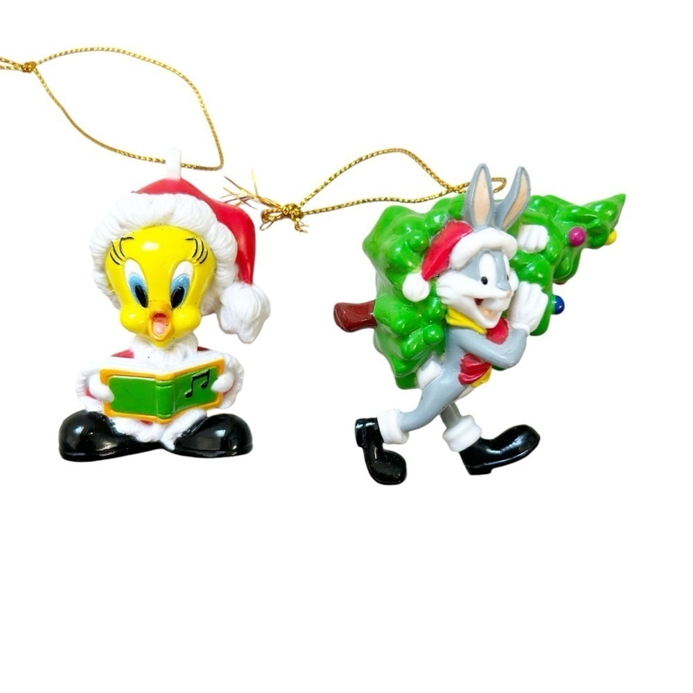 2000 Warner Bros. Loony Tubes Christmas Ornaments Bugs Bunny & Tweety Bird